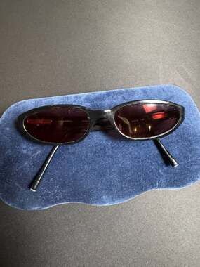 Chanel Vintage 5018 Black Oval Sunglasses with Red Lenses and CC Logo